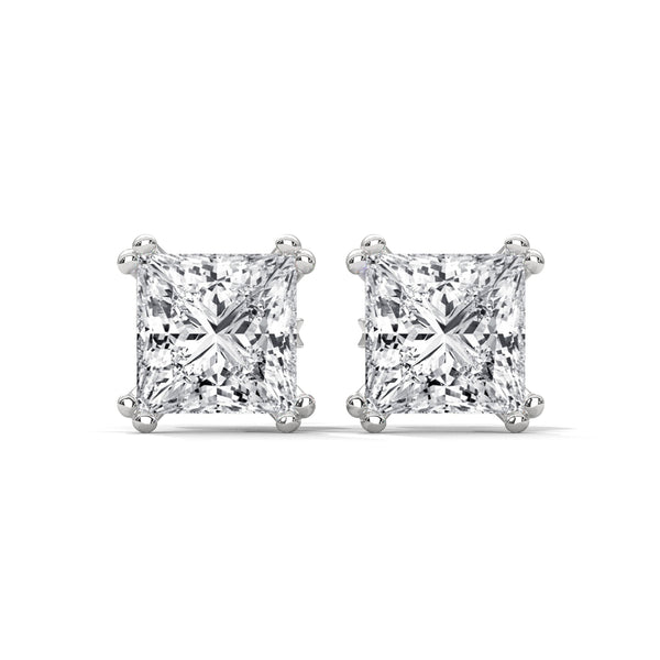 Cushion Cut Lab Grown Diamond Gold Stud Earrings
