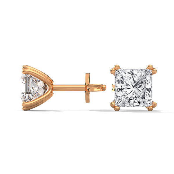 Cushion Cut Lab Grown Diamond Gold Stud Earrings
