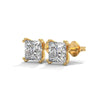 Cushion Cut Lab Grown Diamond Gold Stud Earrings
