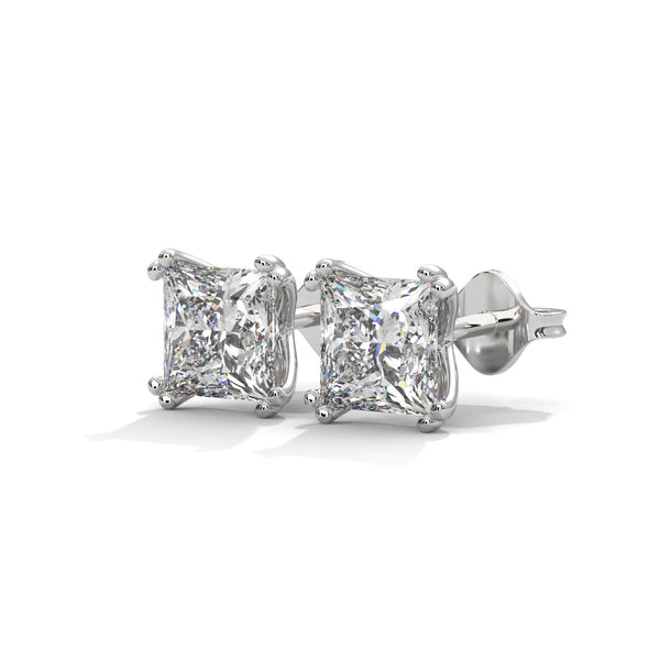 Cushion Cut Lab Grown Diamond Gold Stud Earrings