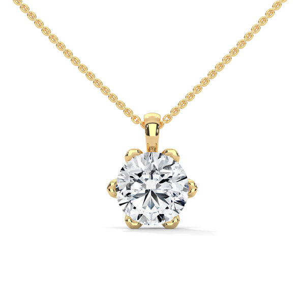 Timeless Sparkle Round Lab Grown Diamond Gold Pendant Chain