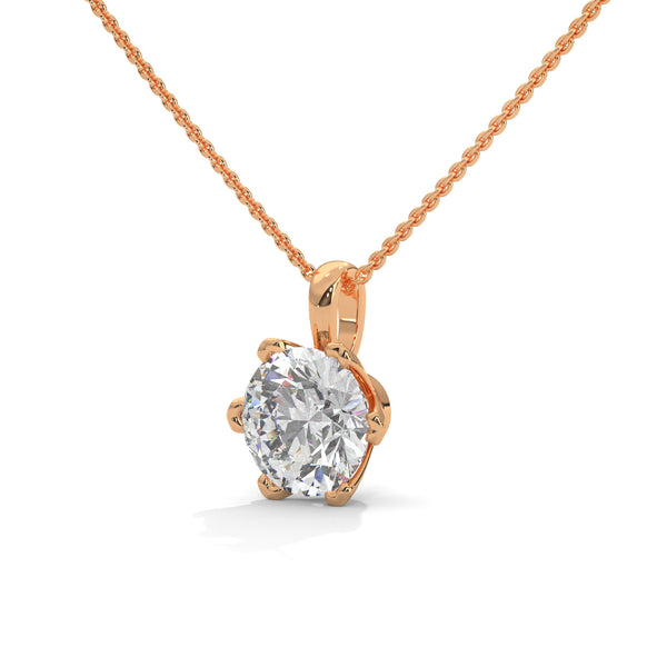 Timeless Sparkle Round Lab Grown Diamond Gold Pendant Chain
