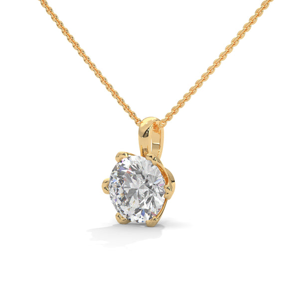 Timeless Sparkle Round Lab Grown Diamond Gold Pendant Chain