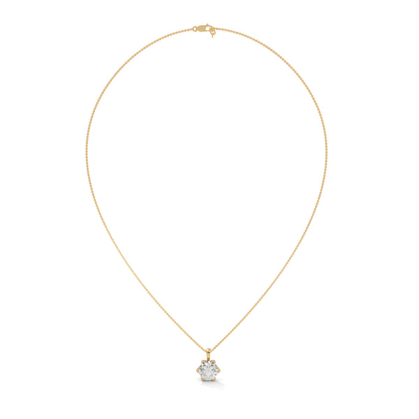 Timeless Sparkle Round Lab Grown Diamond Gold Pendant Chain