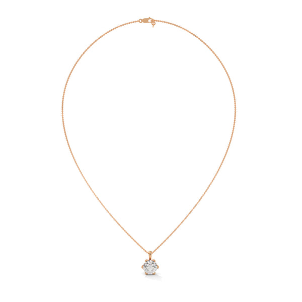Timeless Sparkle Round Lab Grown Diamond Gold Pendant Chain
