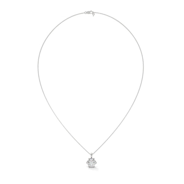 Timeless Sparkle Round Lab Grown Diamond Gold Pendant Chain