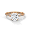 Classic Pave Solitaire Round Brilliant Lab Grown Diamond Gold Ring