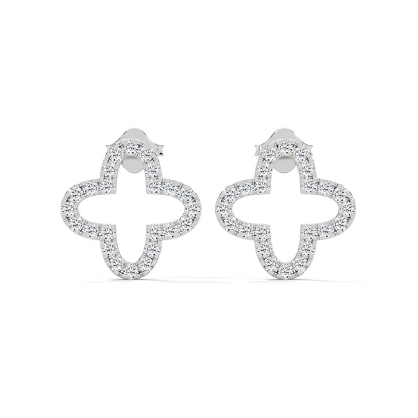 Radiant Clover Lab Grown Diamond Gold Stud Earrings