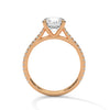 Classic Pave Solitaire Round Brilliant Lab Grown Diamond Gold Ring