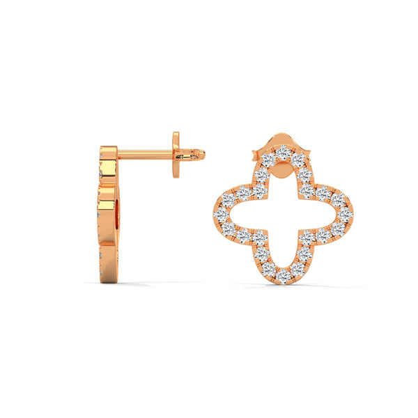 Radiant Clover Lab Grown Diamond Gold Stud Earrings