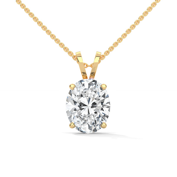 Eternal Glow Oval Cut Lab Grown Diamond Gold Pendant Chain