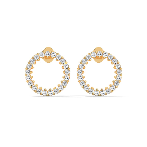 Lab Grown Round Diamond Open Circle Gold Earrings