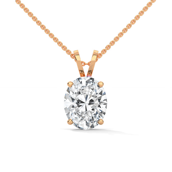 Eternal Glow Oval Cut Lab Grown Diamond Gold Pendant Chain