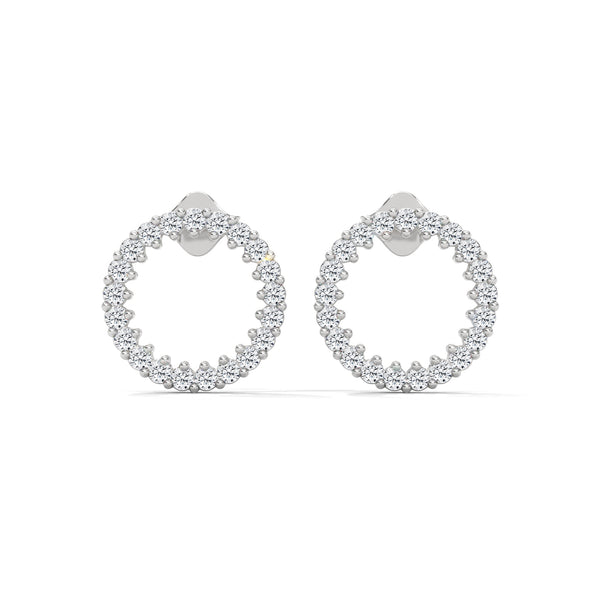 Lab Grown Round Diamond Open Circle Gold Earrings