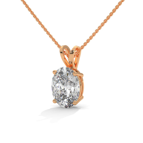 Eternal Glow Oval Cut Lab Grown Diamond Gold Pendant Chain