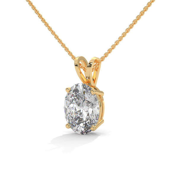 Eternal Glow Oval Cut Lab Grown Diamond Gold Pendant Chain