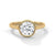 Round Cut Lab Grown Diamond Bezel Halo Gold Ring