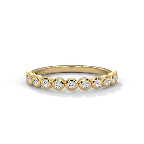 Radiant Circles: Lab Grown Diamond Bezel Set Gold Ring