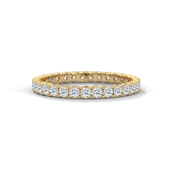 wedding gold ring with set diamond encircle the entire ring