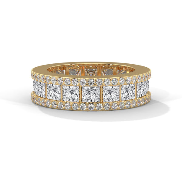 Majestic Princess-Cut Lab Grown Diamond Gold Eternity Band