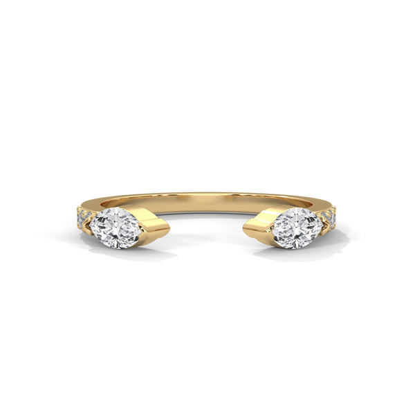 marquise-cut and brilliant round cut lab grown diamond open band silhouette