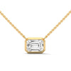 Emerald Cut Lab Grown Diamond Bezel Set Gold Pendant Chain