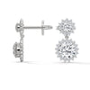 Twilight Bloom Double Halo Lab Grown Round Diamond Gold Drop Earrings