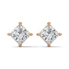 Princess Cut Lab Grown Diamond Gold Stud Earrings