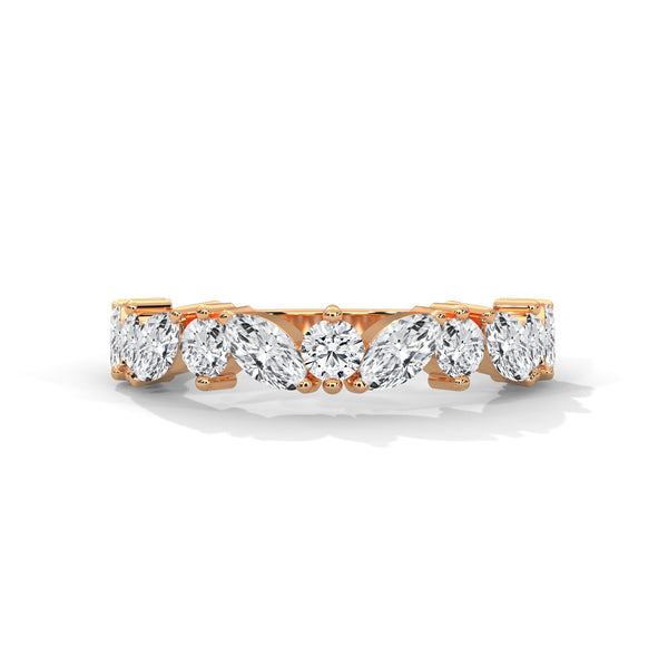Radiant Harmony: Marquise & Round Lab Grown Diamond Gold Ring
