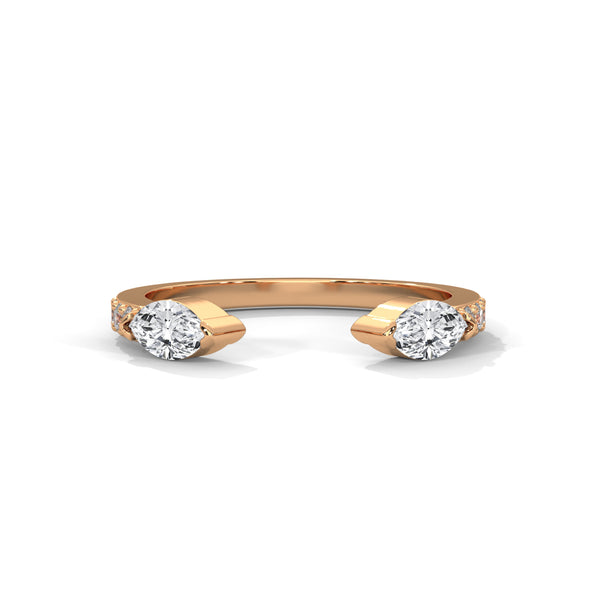 marquise-cut and brilliant round cut lab grown diamond open band silhouette