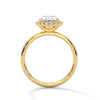 A graceful oval-cut lab-grown diamond encircled by a shimmering halo — effortless elegance with eye-catching brilliance