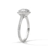 A dazzling cushion-cut lab-grown diamond encircled by a radiant halo and pavé band — timeless elegance with a modern soul.