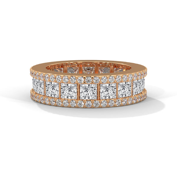 Majestic Princess-Cut Lab Grown Diamond Gold Eternity Band