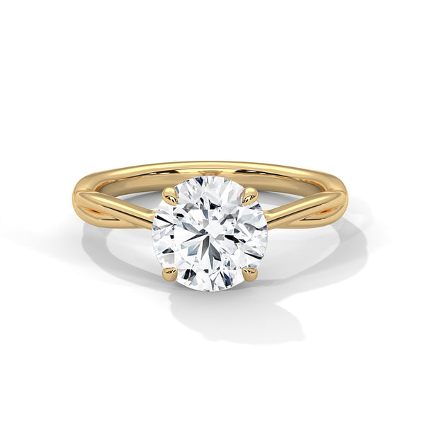 Twist Solitaire Round Cut Lab Grown Diamond Gold Ring
