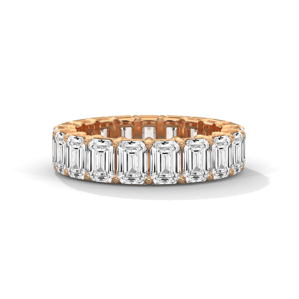 Lab Grown Emerald Cut Diamond Gold Eternity Band