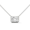 Emerald Cut Lab Grown Diamond Bezel Set Gold Pendant Chain