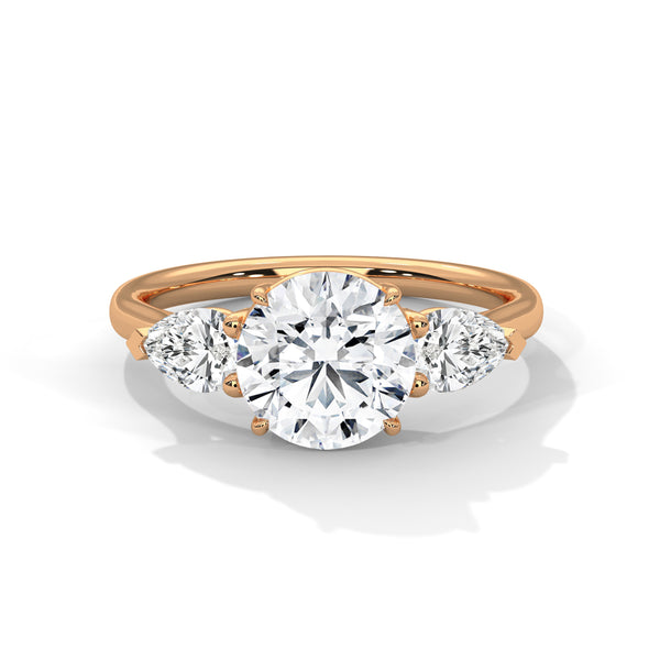 Pear Shaped Three-Stone Lab Grown Diamond Gold Ring