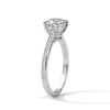 “Cushion-cut diamond solitaire ring in white gold—brilliant sparkle, pavé band elegance,and timeless luxury crafted for everlasting love.”