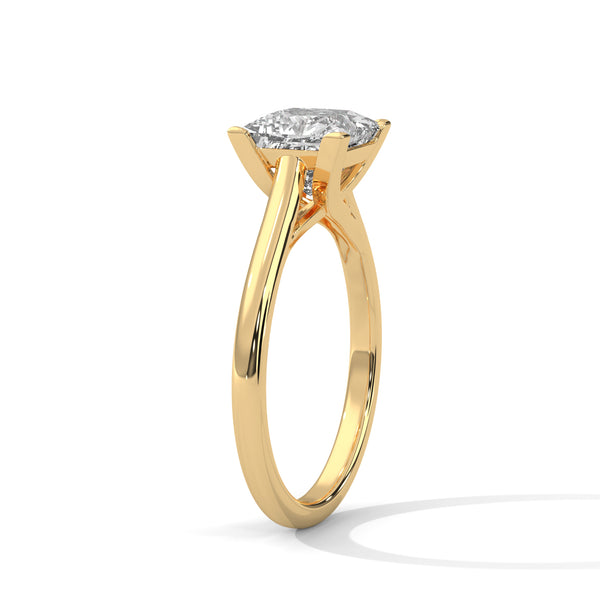 “Celeste Ring—princess-cut diamond brilliance, sleek four-prong solitaire elegance, and timeless white-gold beauty crafted to symbolize pure love, modern style, and lasting grace.”