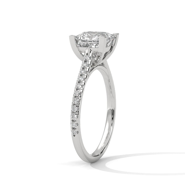 A bold princess-cut lab-grown diamond set atop a pave band — modern elegance meets timeless sparkle.