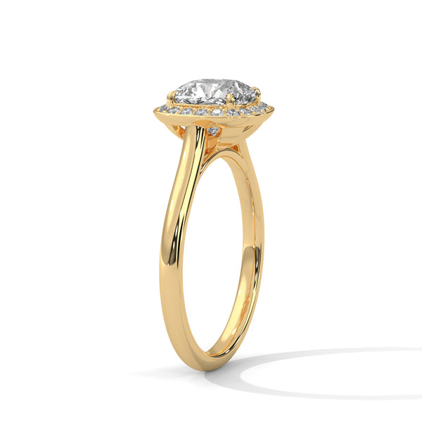 “Discover timeless elegance with this cushion-halodiamond ring in yellow gold, crafted for brilliance, luxury, and unforgettable engagement moments.”
