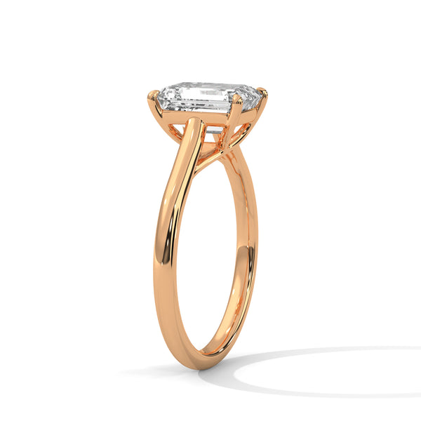 A sleek and sophisticated emerald-cut lab-grown diamond solitaire — where clarity meets minimalist allure.