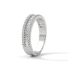 baguette-cut and round cut lab grown Diamond Double Halo Gold Band