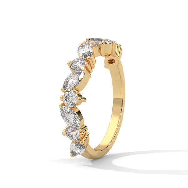 Radiant Harmony: Marquise & Round Lab Grown Diamond Gold Ring