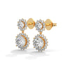 Twilight Bloom Double Halo Lab Grown Round Diamond Gold Drop Earrings