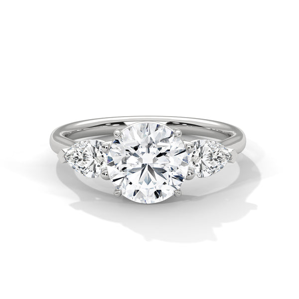 Pear Shaped Three-Stone Lab Grown Diamond Gold Ring