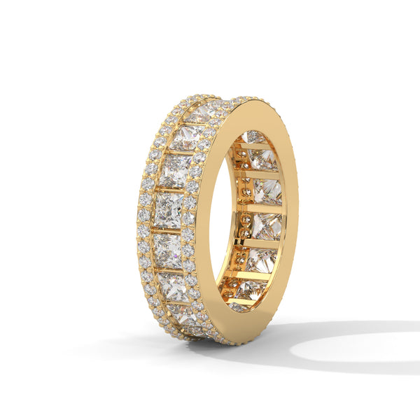 Majestic Princess-Cut Lab Grown Diamond Gold Eternity Band