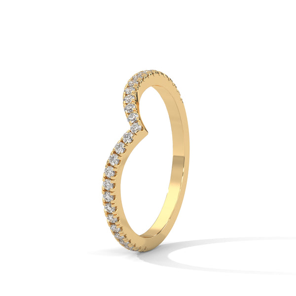 Radiant V-Shape with round cut Lab Grown Diamond Gold Band