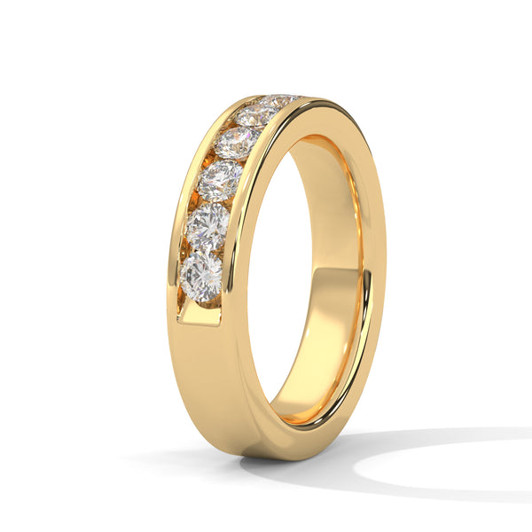 series of brilliant round-cut lab-grown diamonds gold band for wedding