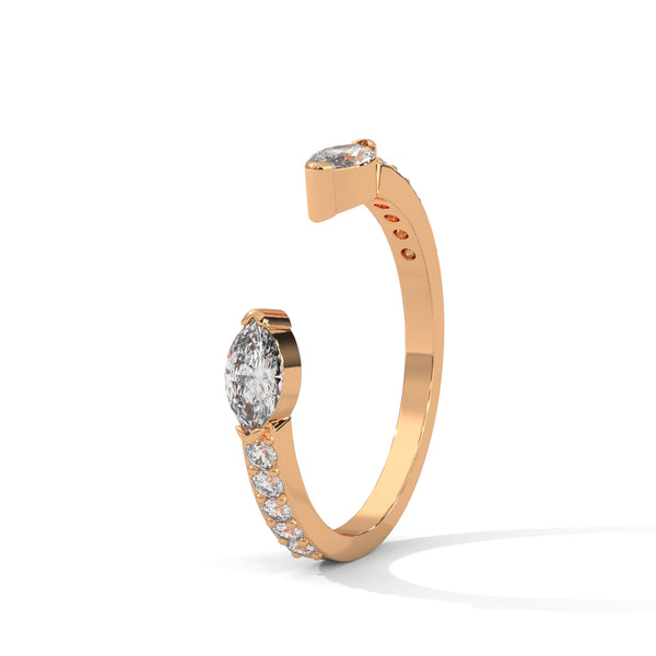marquise-cut and brilliant round cut lab grown diamond open band silhouette